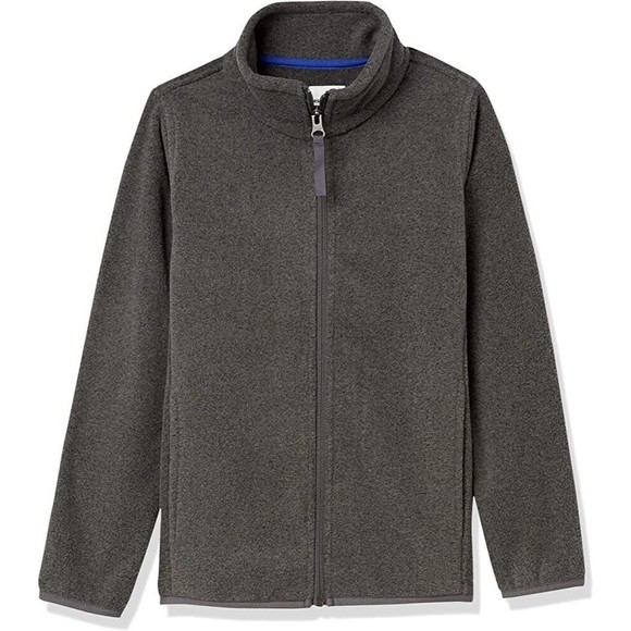 Amazon Essentials Fleece jackets Big Boys full zipper high collar 2XL 14-16 Gray - Picture 1 of 8
